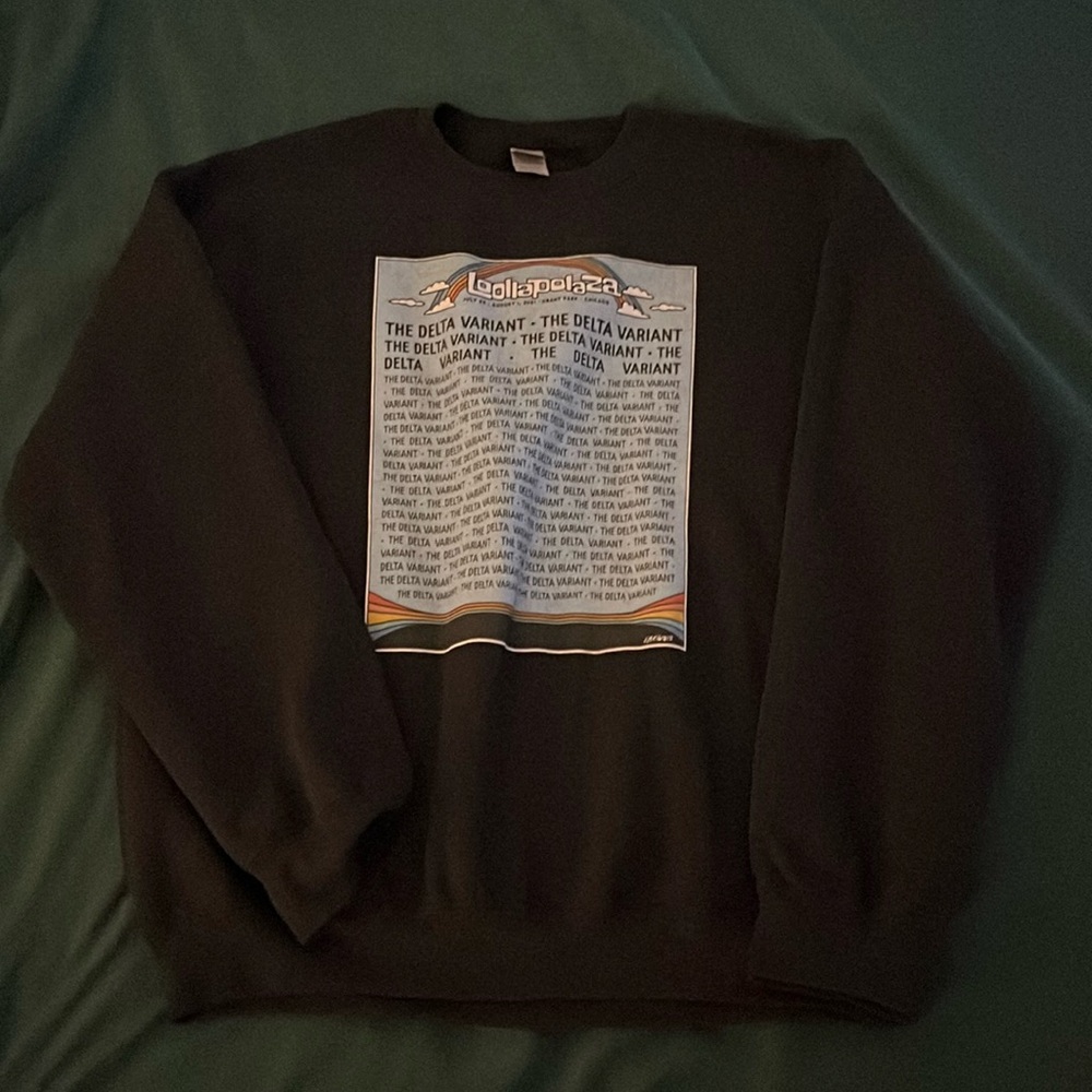 Black sweater. Original print made. Only worn a few times.